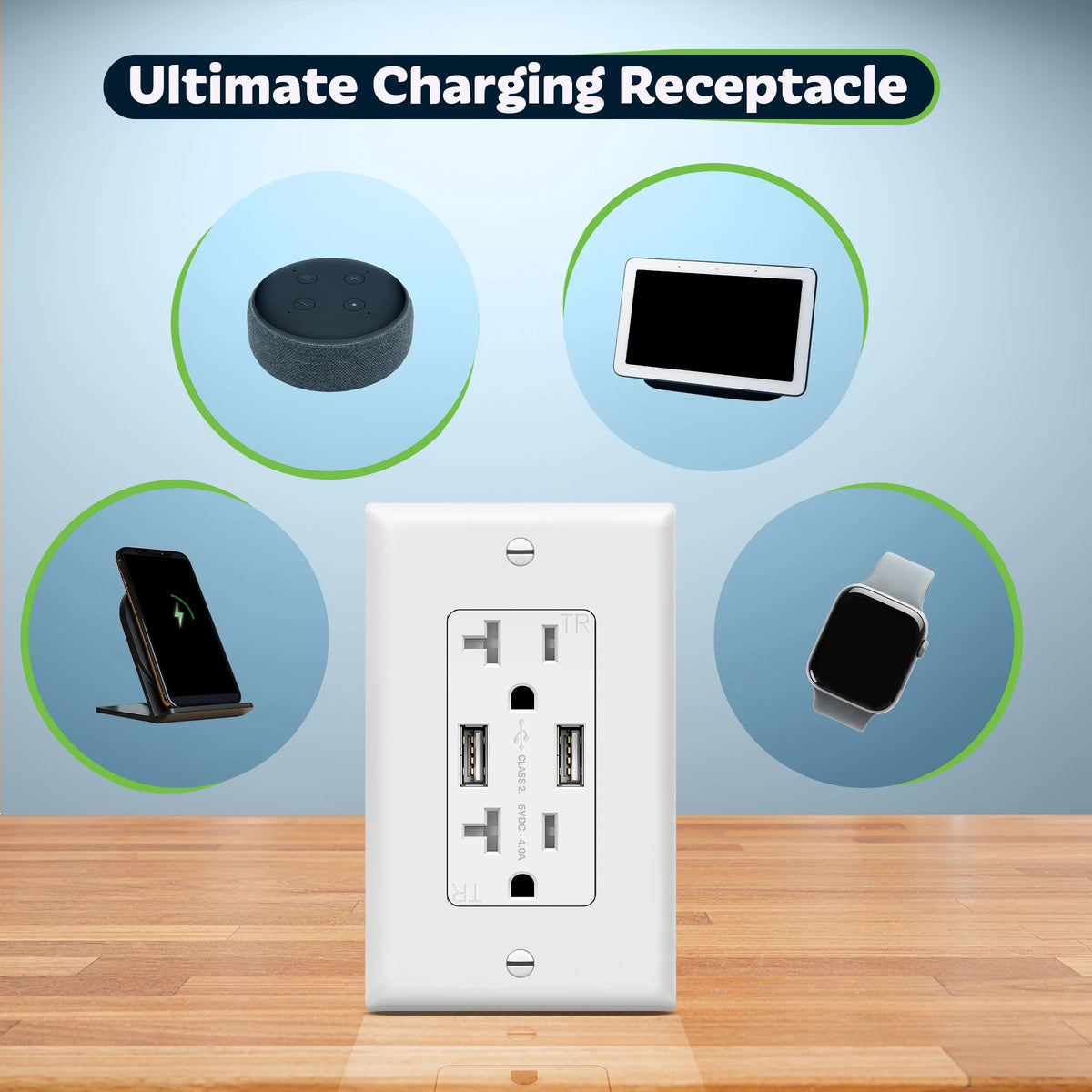 White 6 Pack USB Wall Outlet Charger R1842