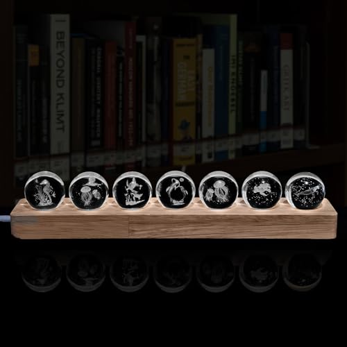 40mm Crystal Quartz 7 Chakra Healing Spheres Set with LED Wooden Stand I305