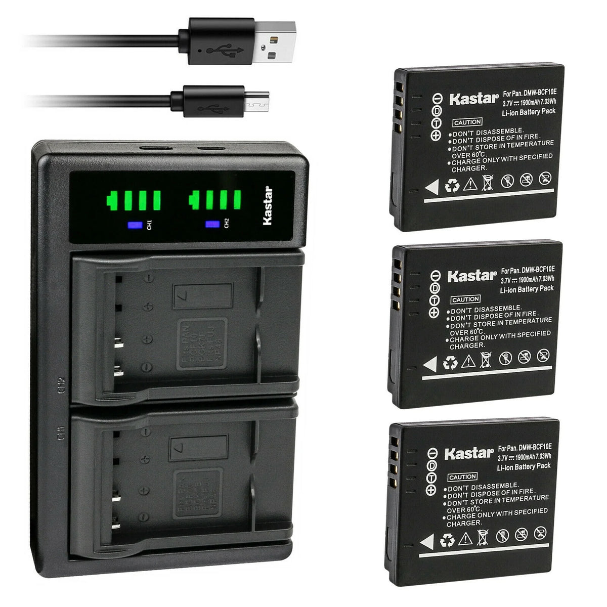 3-Pack Battery and USB Charger for Lumix Cameras R958466