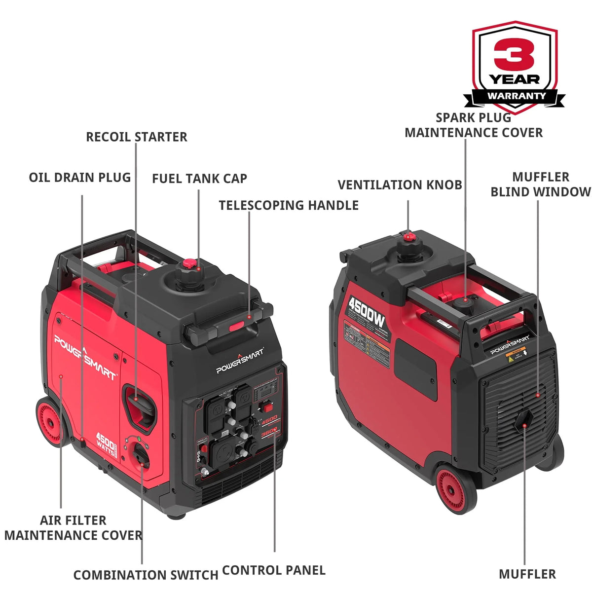 4500 Watt Portable Inverter Gas Generator L537