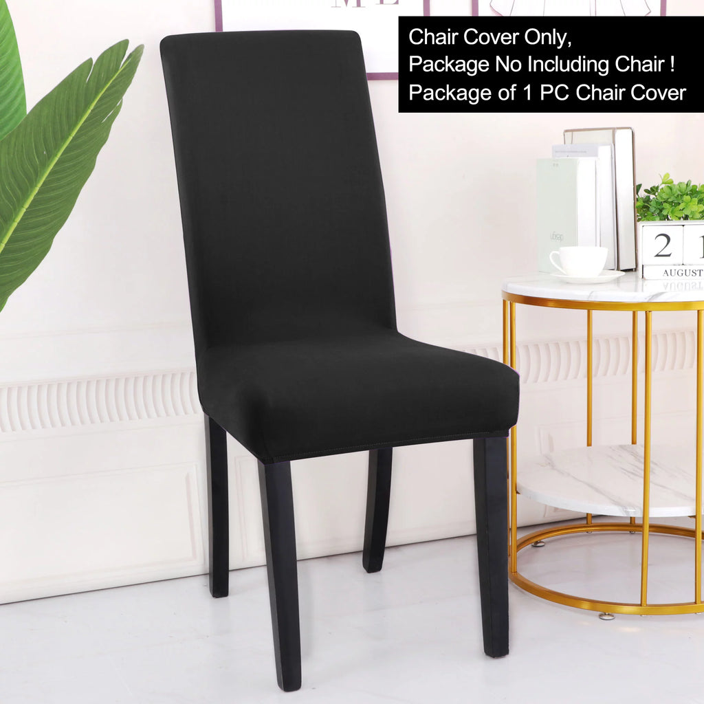 Black Stretch Spandex Dining Chair Covers Set of 4 U6902