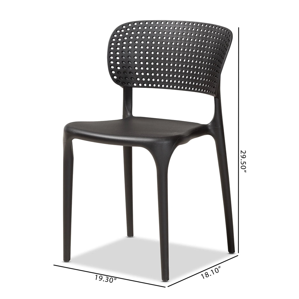 Black Finished Polypropylene Plastic 4-Piece Stackable Dining Chair Set L314