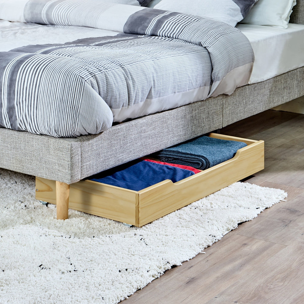 Solid Wood Under Bed Storage Drawer with 4-Wheels I520