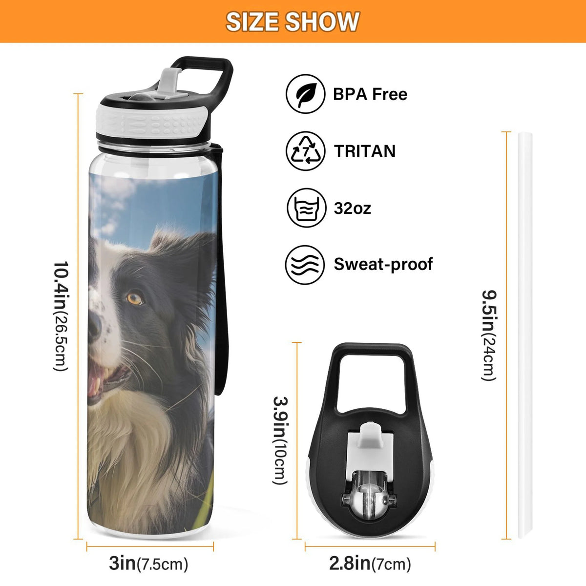 32oz Tritan Leakproof Sports Water Bottle with Straw Z924733