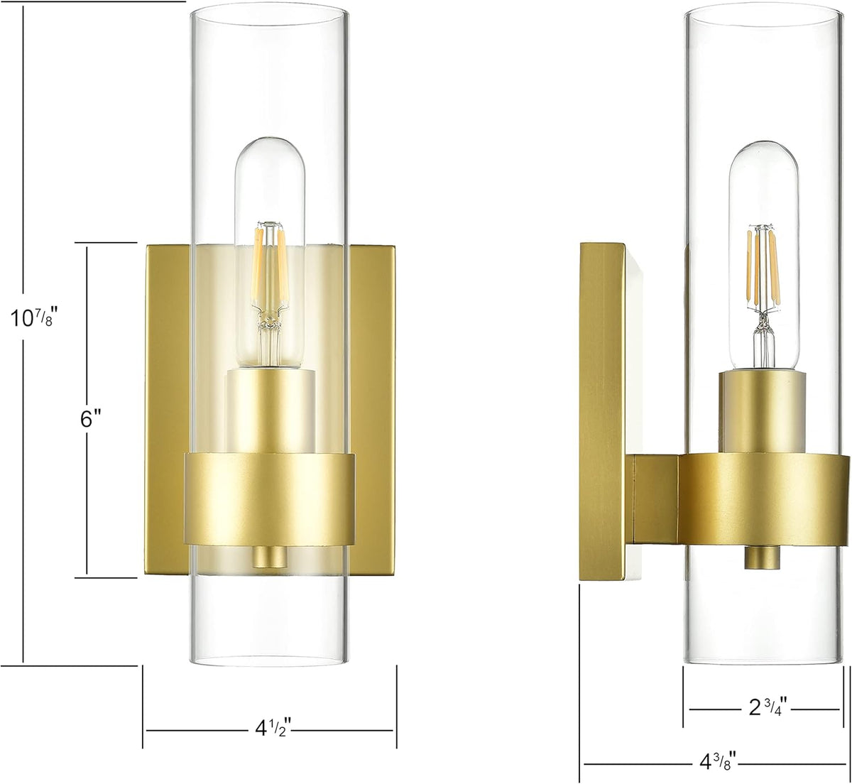 Clear Glass Brass Wall Sconce X798463