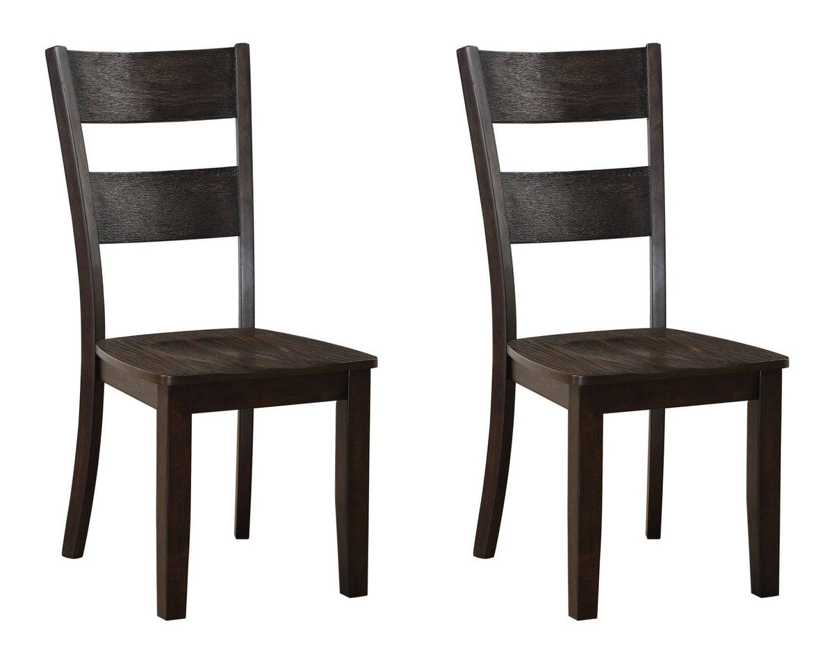 Brown Ladder Back Dining Side Chair Set of 2 T177