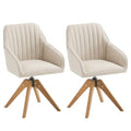 Beige Faux Linen Swivel Accent Chair with Arms Z91966