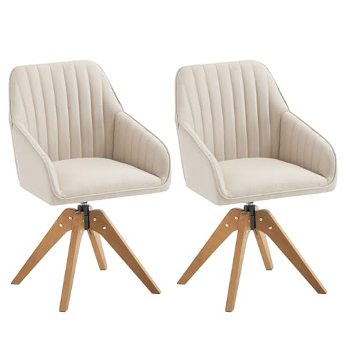 Beige Faux Linen Swivel Accent Chair with Arms Z91966