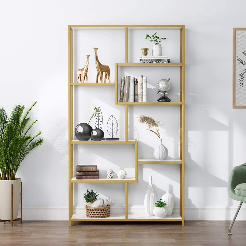 Gold 8 Shelves Etagere Bookcase J633303