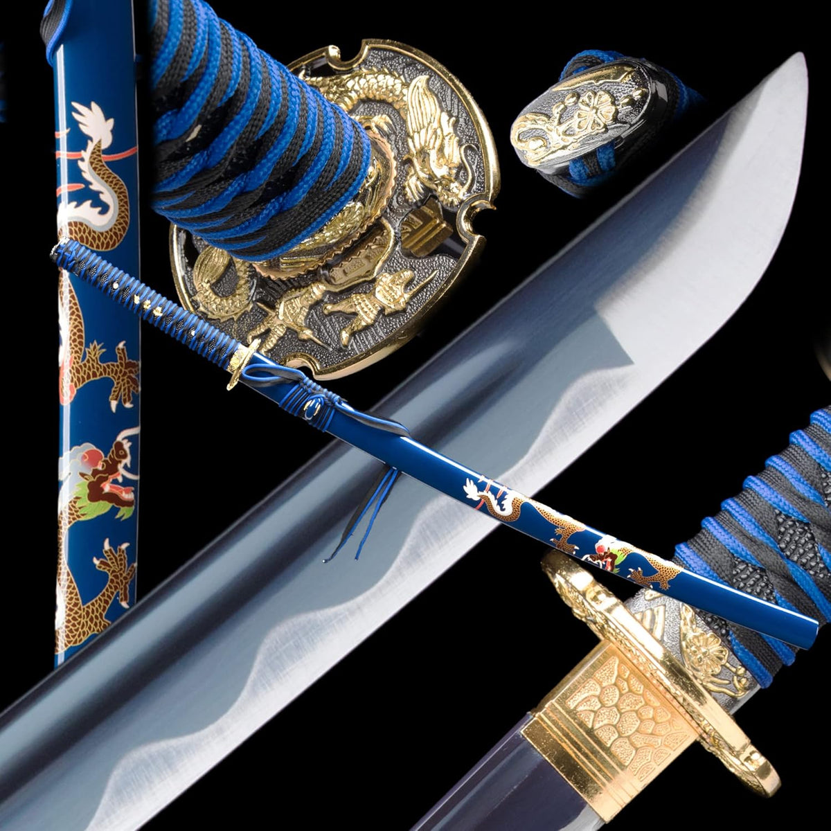 Blue Hand Forged Clay Tempered High Carbon Steel Katana D693135