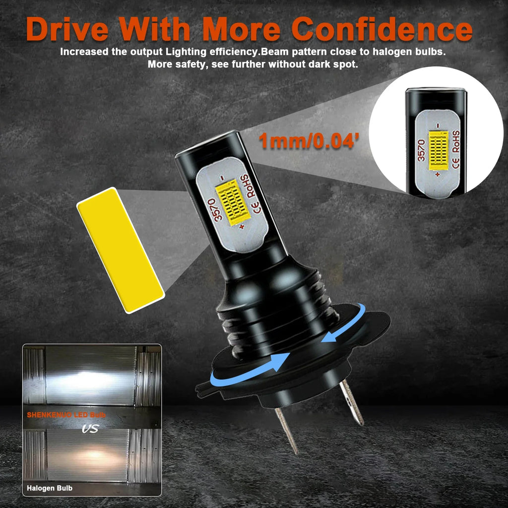 9005 H7 LED Headlight Bulbs H11 Fog Lights White 6000K X974313