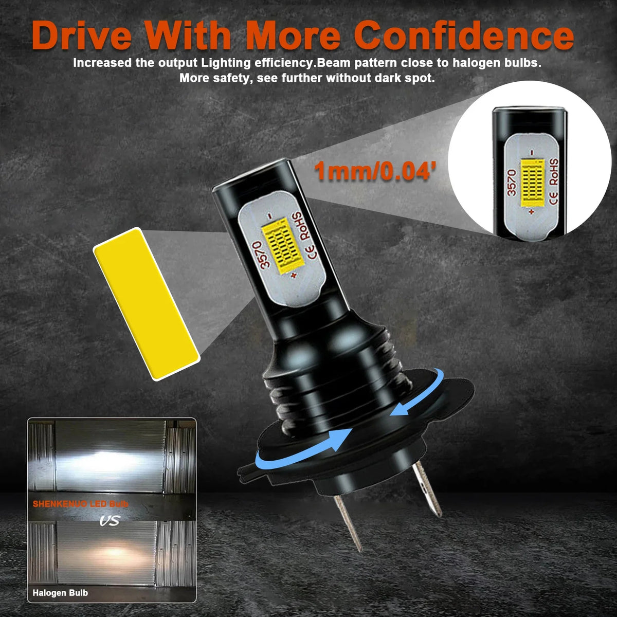 9005 H7 LED Headlight Bulbs H11 Fog Lights White 6000K X974313
