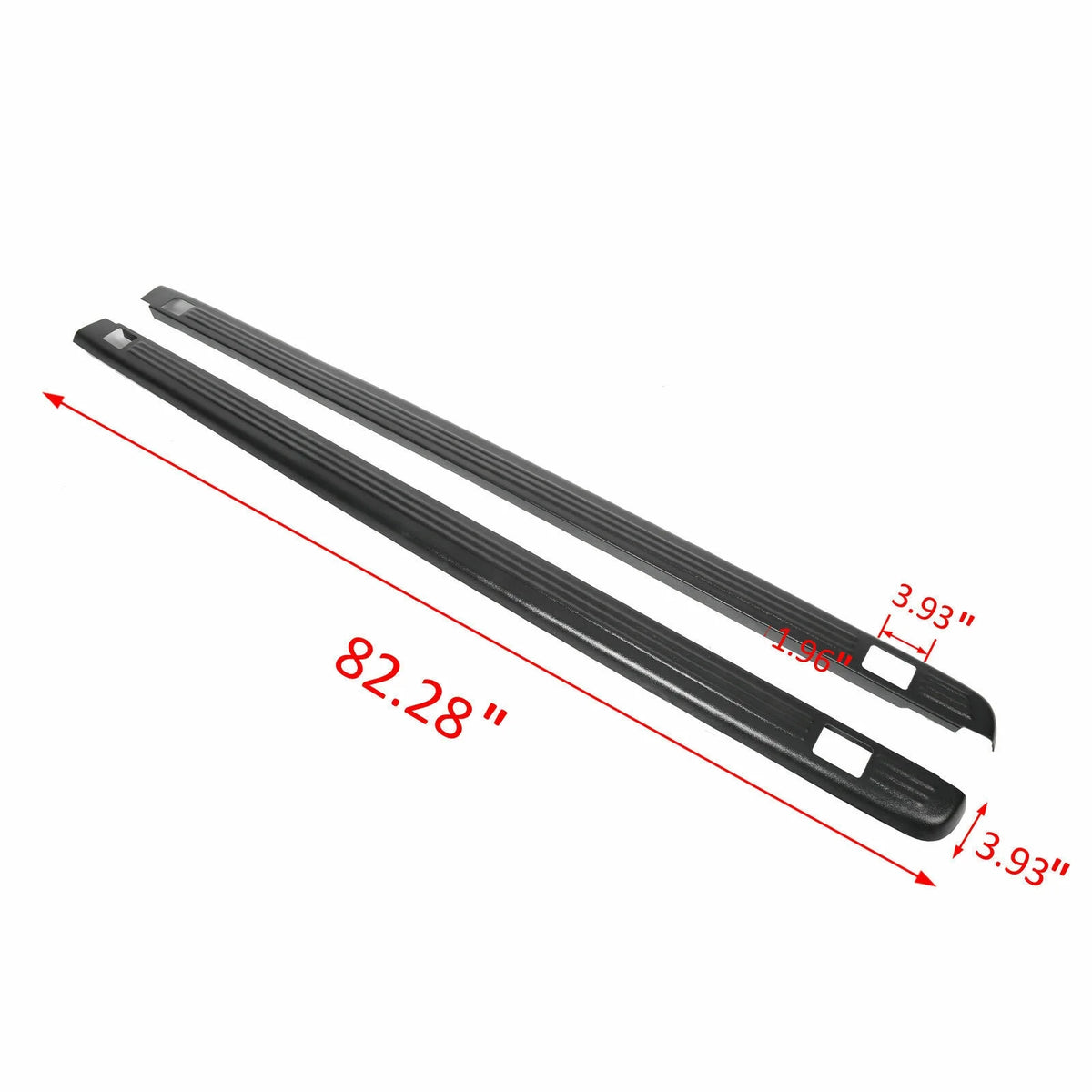 Truck Bed Rail Caps Black Ribbed Finish Set of 2 A880737