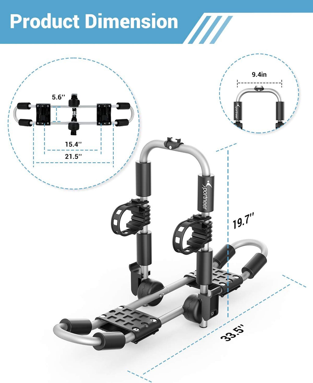 Kayak Roof Rack for 2 Kayaks Folding Aluminum Kayak Carrier J Bar with Paddle Holder Y18738