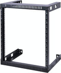 Wall Mount Rack Open Frame 19Inch Server Equipment Rack Heavy Duty Network Equipment Rack 17.75 Inch Deep Black 15U X20040