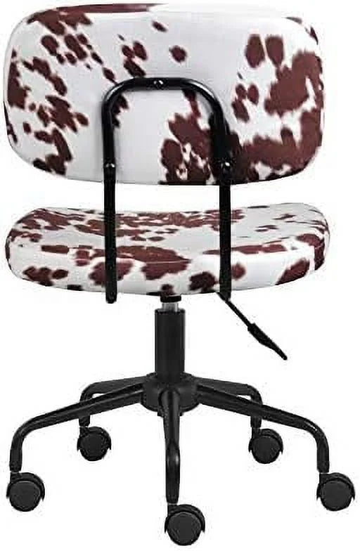 Plush Fabric Cow Print Swivel Office Chair J343