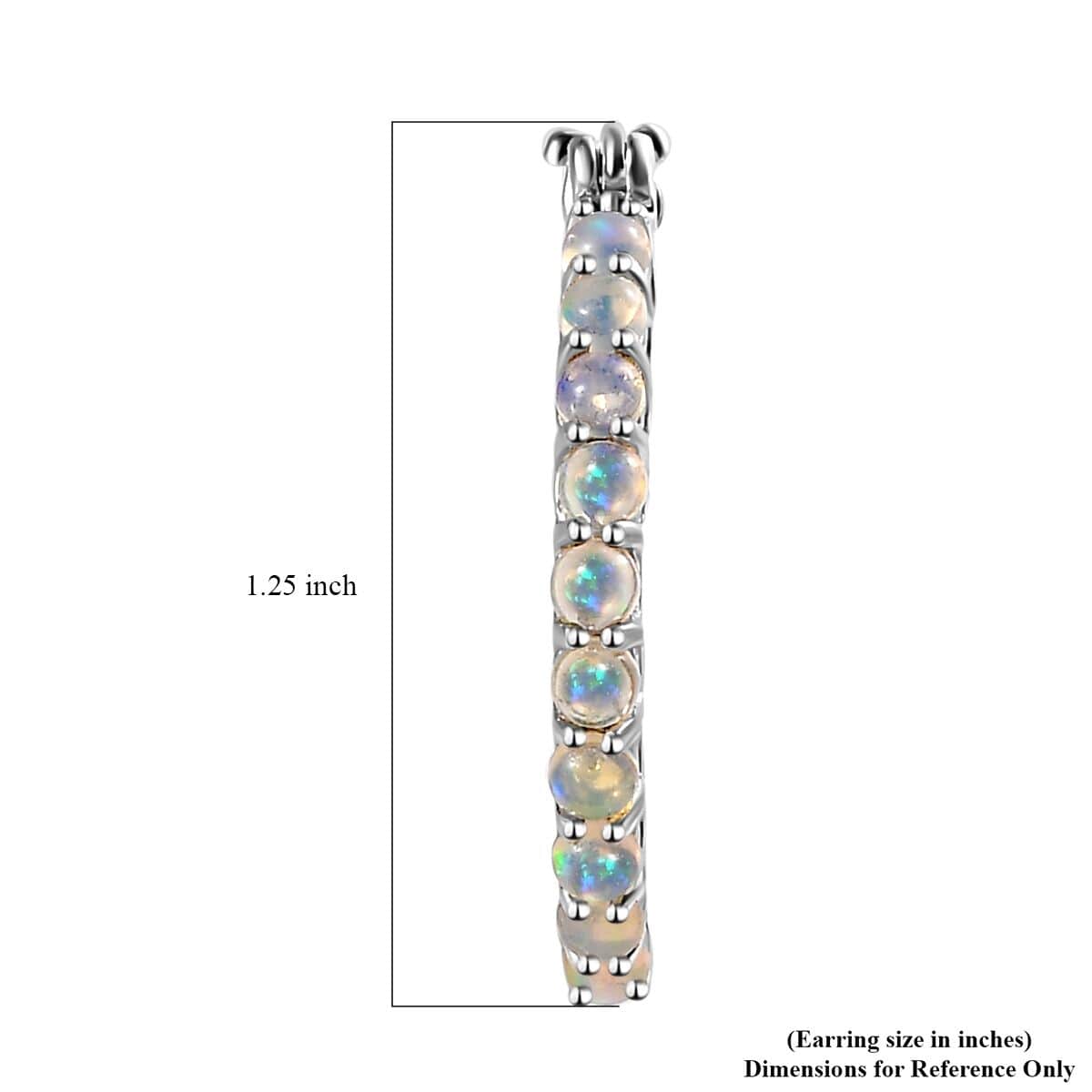 Opal Round 925 Sterling Silver Platinum Plated Inside Out Hoop Earrings Ct 2.13 Q10185