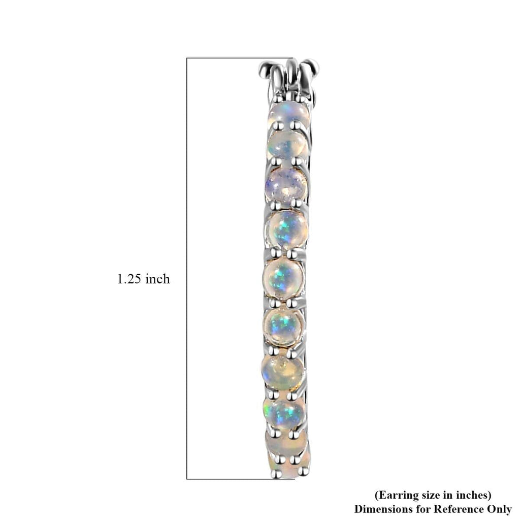 Opal Round 925 Sterling Silver Platinum Plated Inside Out Hoop Earrings Ct 2.13 G90596