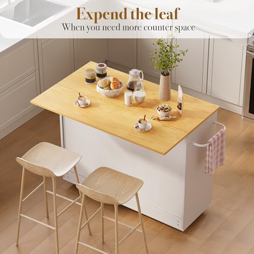 White Rolling Kitchen Island with Storage A28026