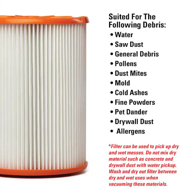 HEPA Wet/Dry Vac Replacement Cartridge Filter 2-Pack A49346