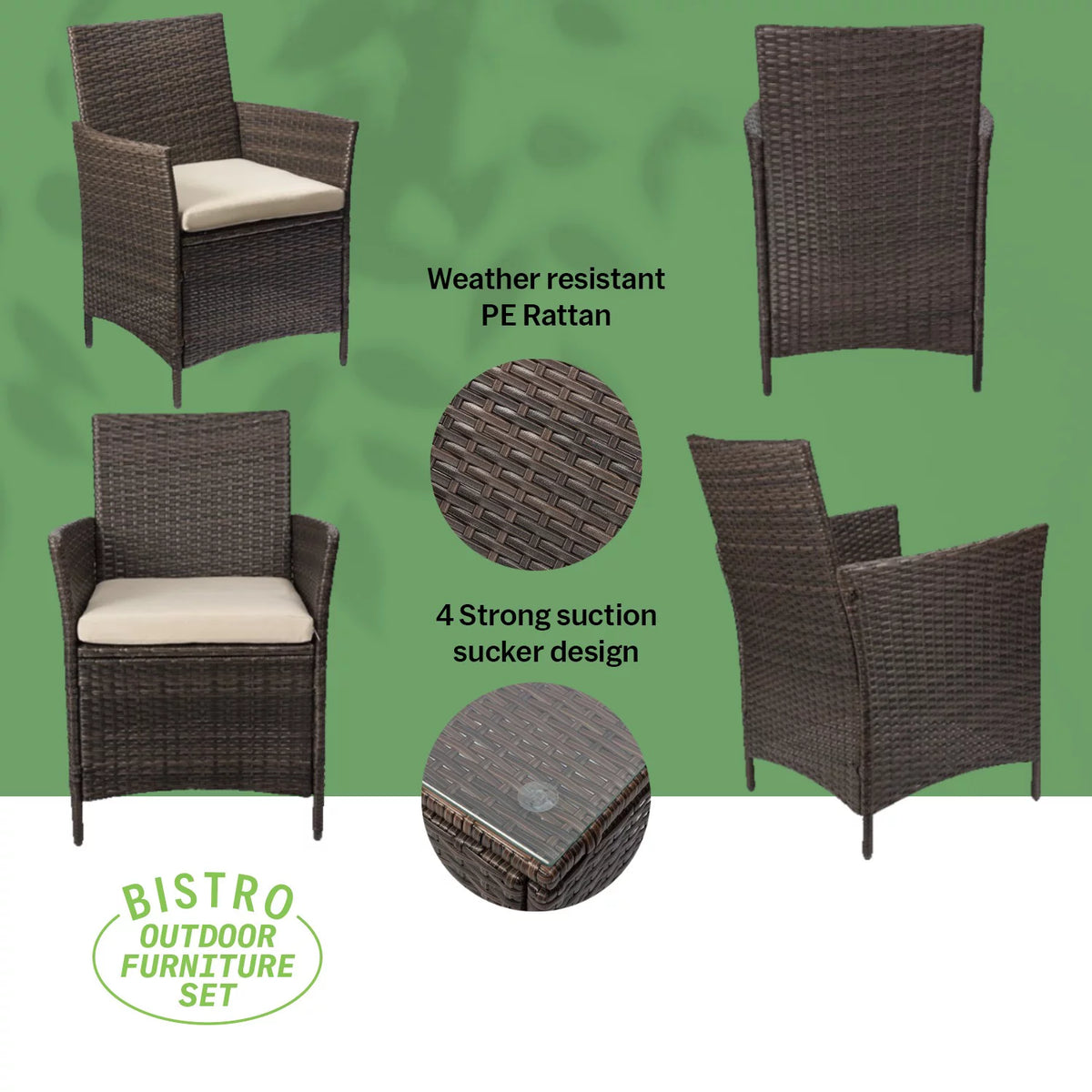 3 Piece Patio Rattan Furniture Set Beige D895