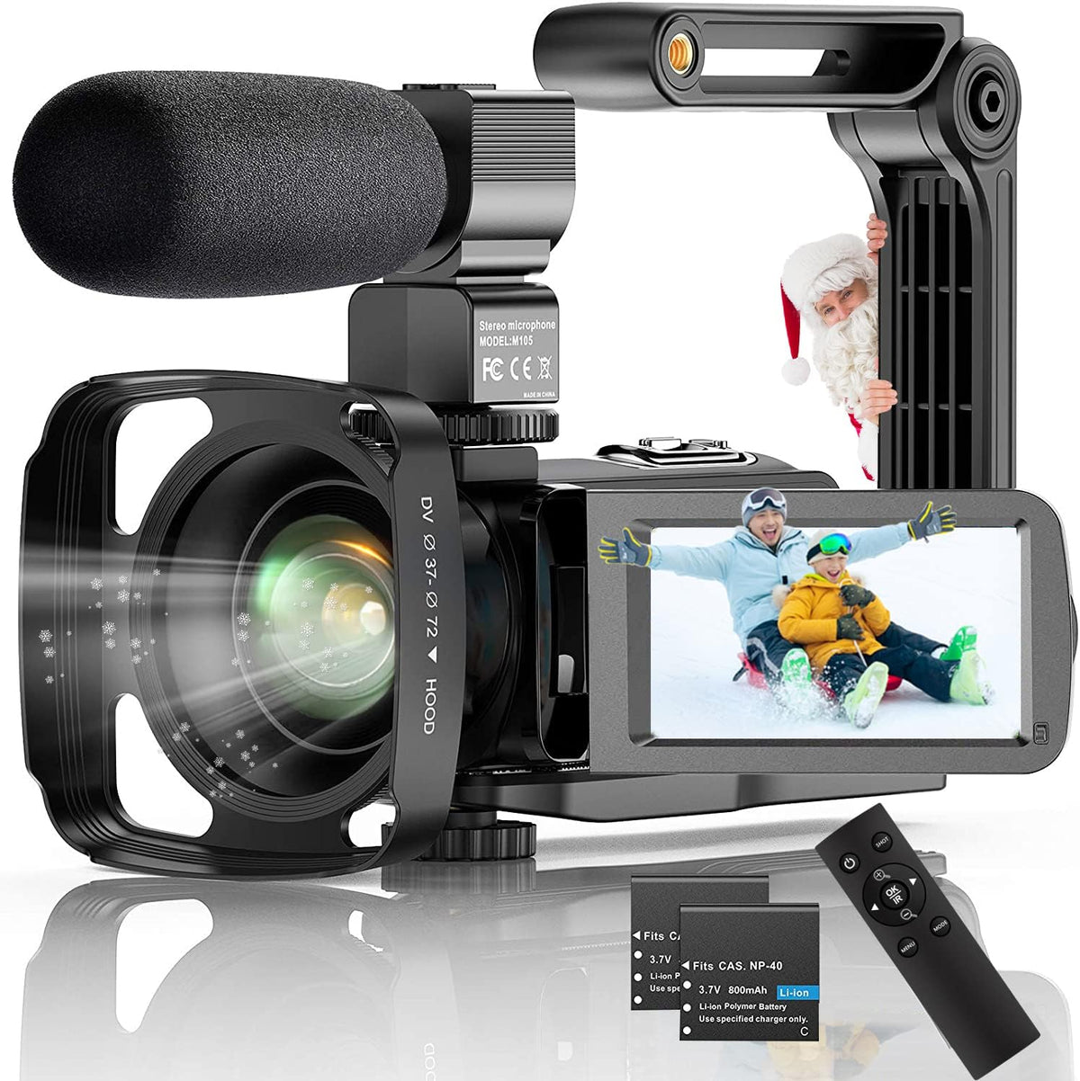 4K 60FPS IR Night Vision Camcorder with External Microphone and 2.4G Remote Control S10765