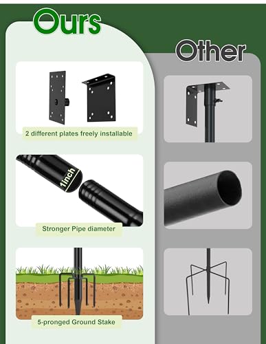 109 Inch Metal Bird Feeder Pole with 5-Prong Base A727