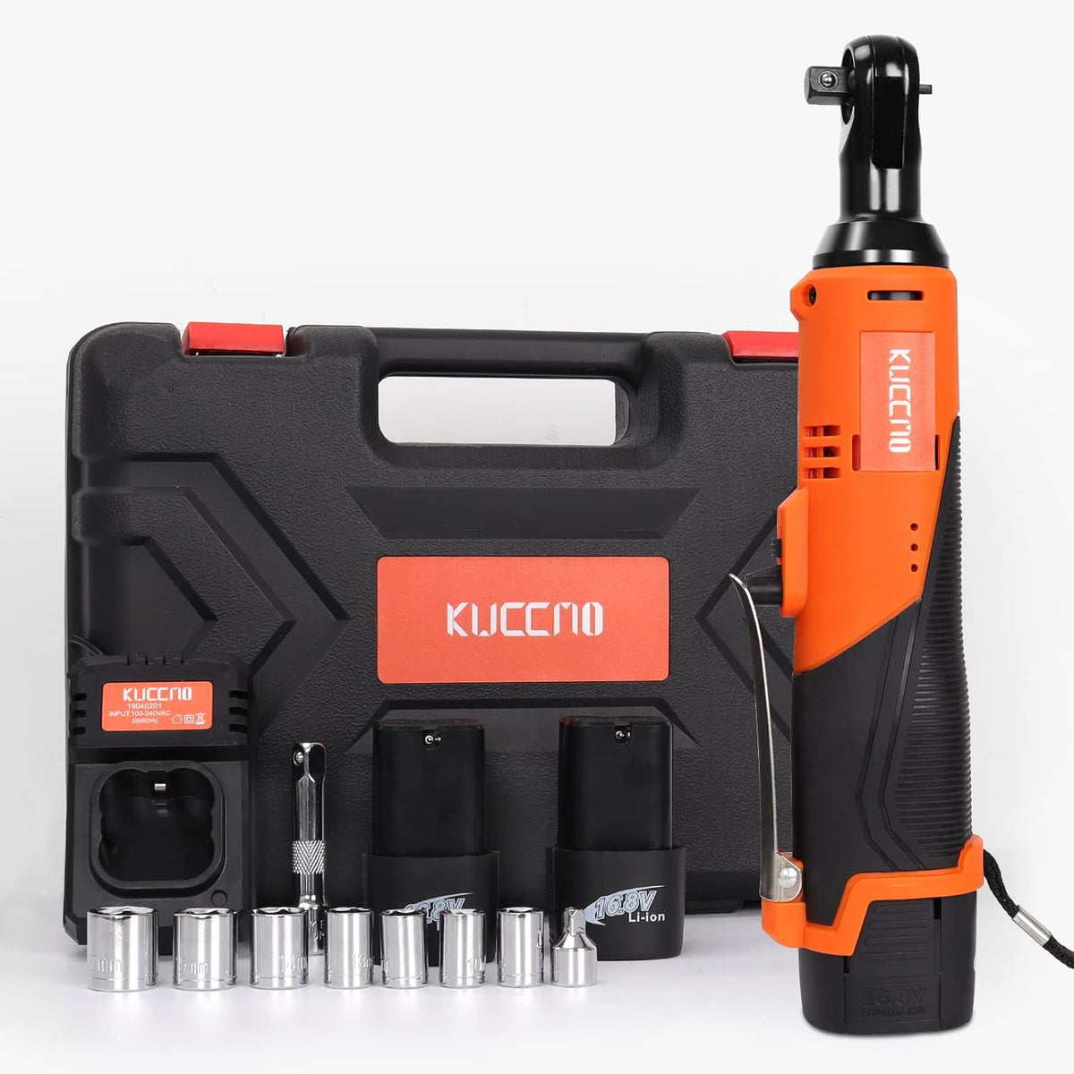Cordless Ratchet Wrench Set, 3/8'' 16.8V 450 RPM Electric Ratchet Wrench, 40 Ft-lbs, 2-Pack 2.0Ah Lithium-Ion Batteries, 1 Extension Bar Pack of 2 V75919