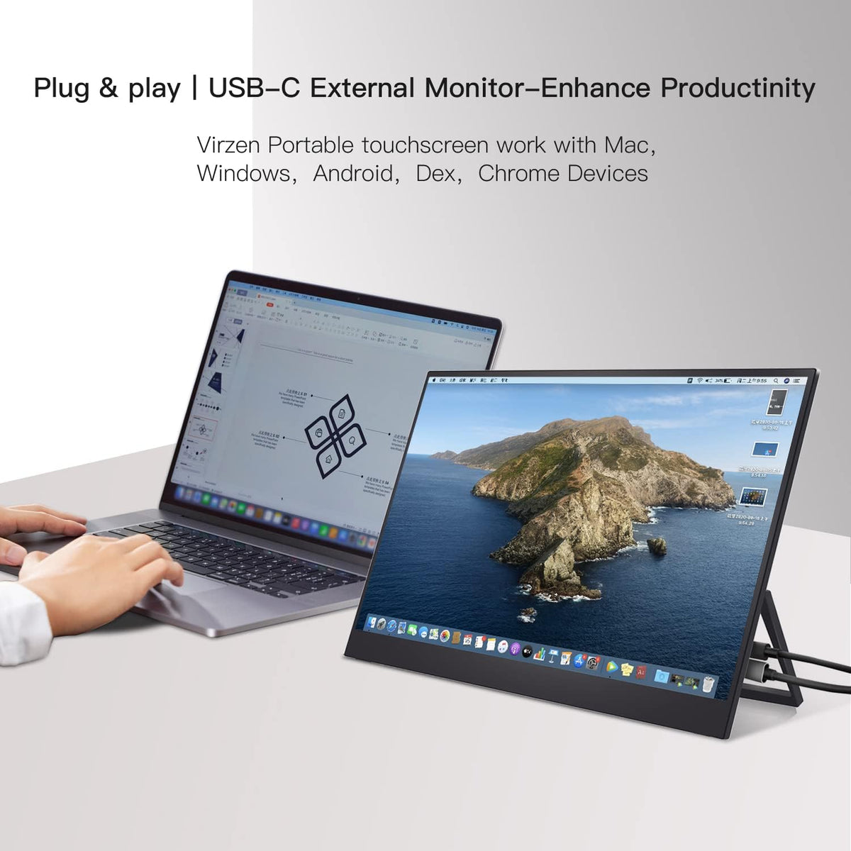 15.6" Portable Touchscreen Monitor with Kickstand 1080P Mini HDMI A293173