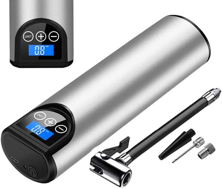 Portable Mini Tire Air Inflator Pump with Digital LCD and LED Light, 12V 150 PSI, 20 Litres/Min, Cordless, Black D255997