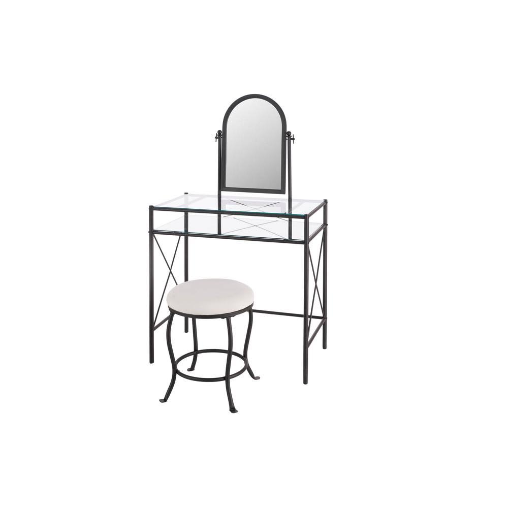 Black Metal Vanity Set with Upholstered Stool D1255