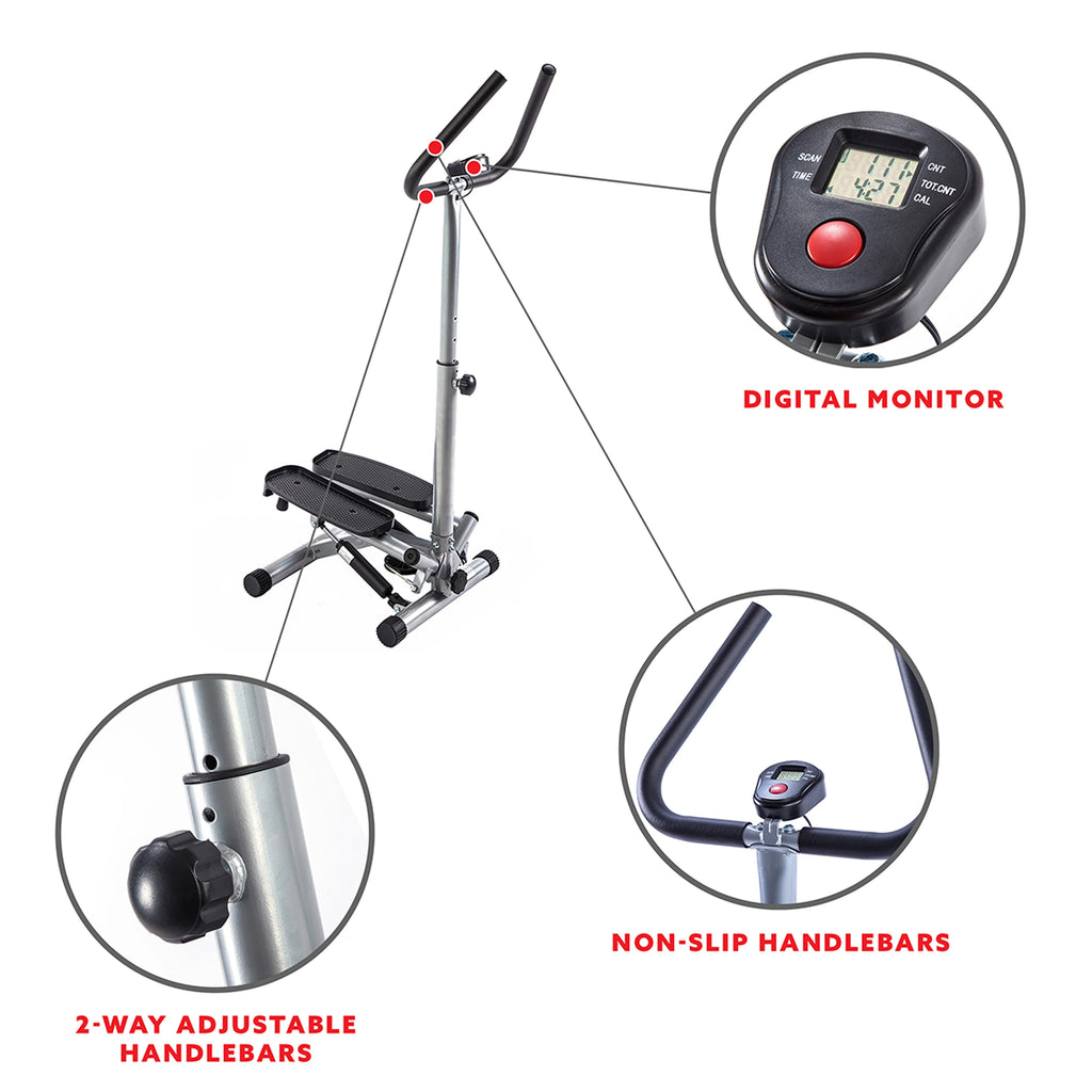 Stair Stepper Machine with Handlebar and LCD Monitor V752
