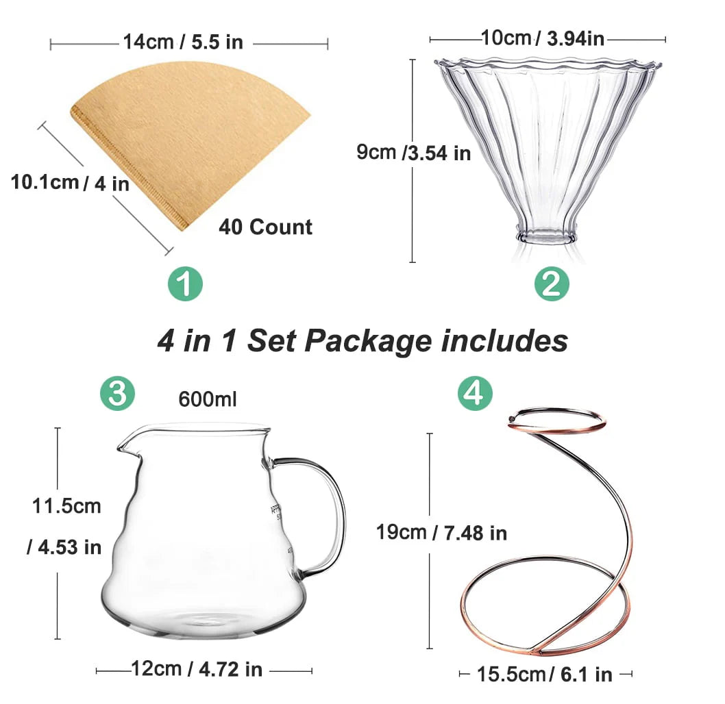 Pour Over Coffee Maker Set 4 in 1 H140958
