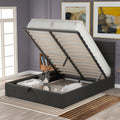 Gray Queen Size Upholstered Lift Up Platform Bed with Headboard and Underneath Storage B543625