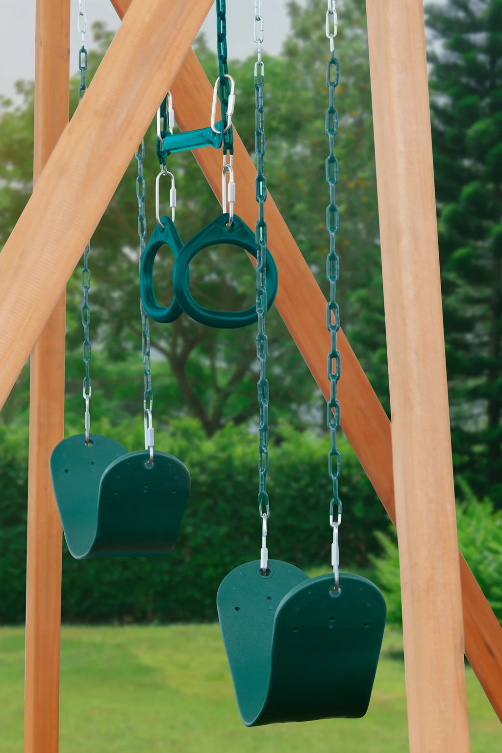 Cedar Swingset with Belt Swings and Trapeze Bar P79109