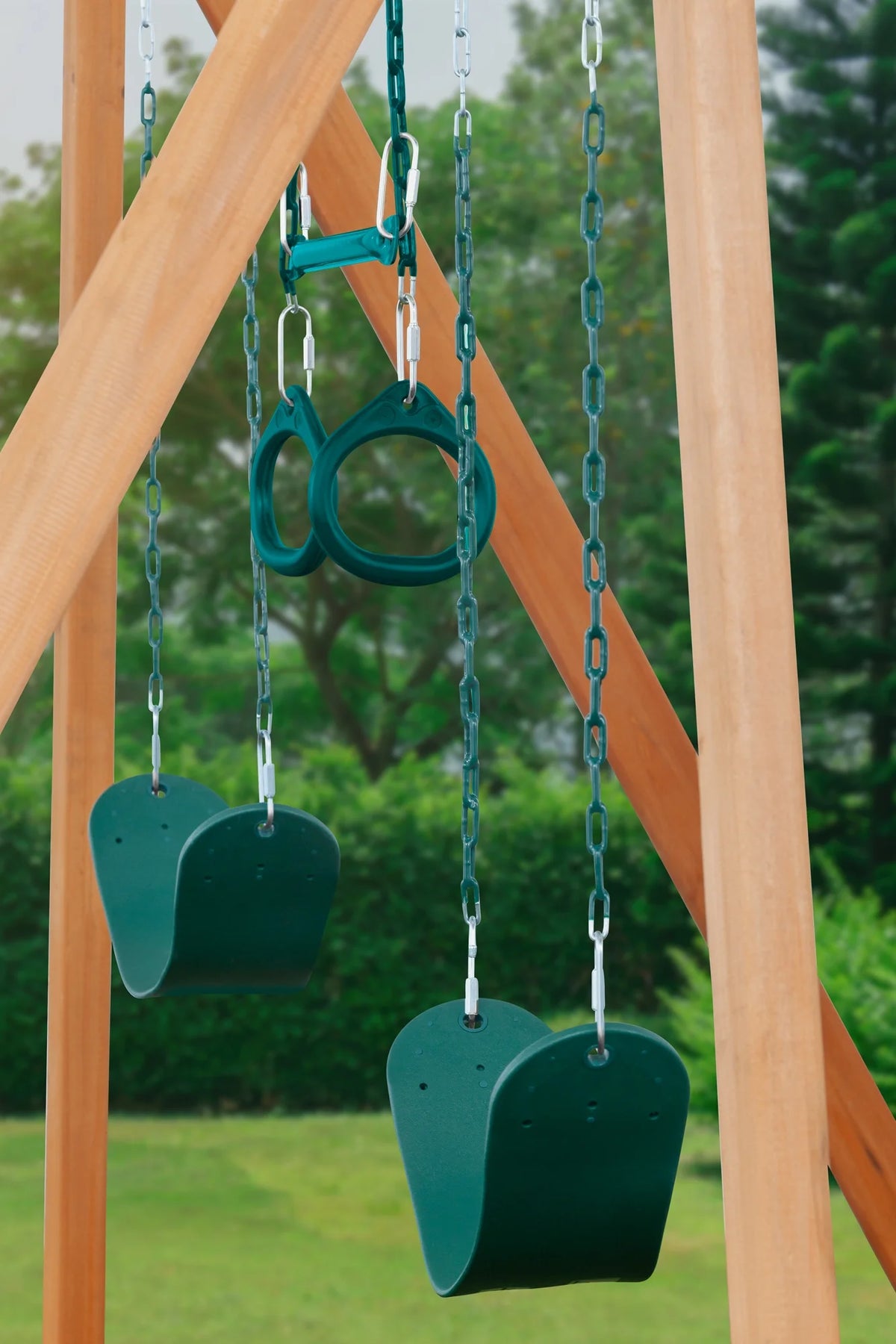 Cedar Swingset with Belt Swings and Trapeze Bar P79109