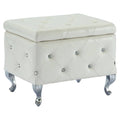 Faux Leather & Metal Square Storage Ottoman Y70118