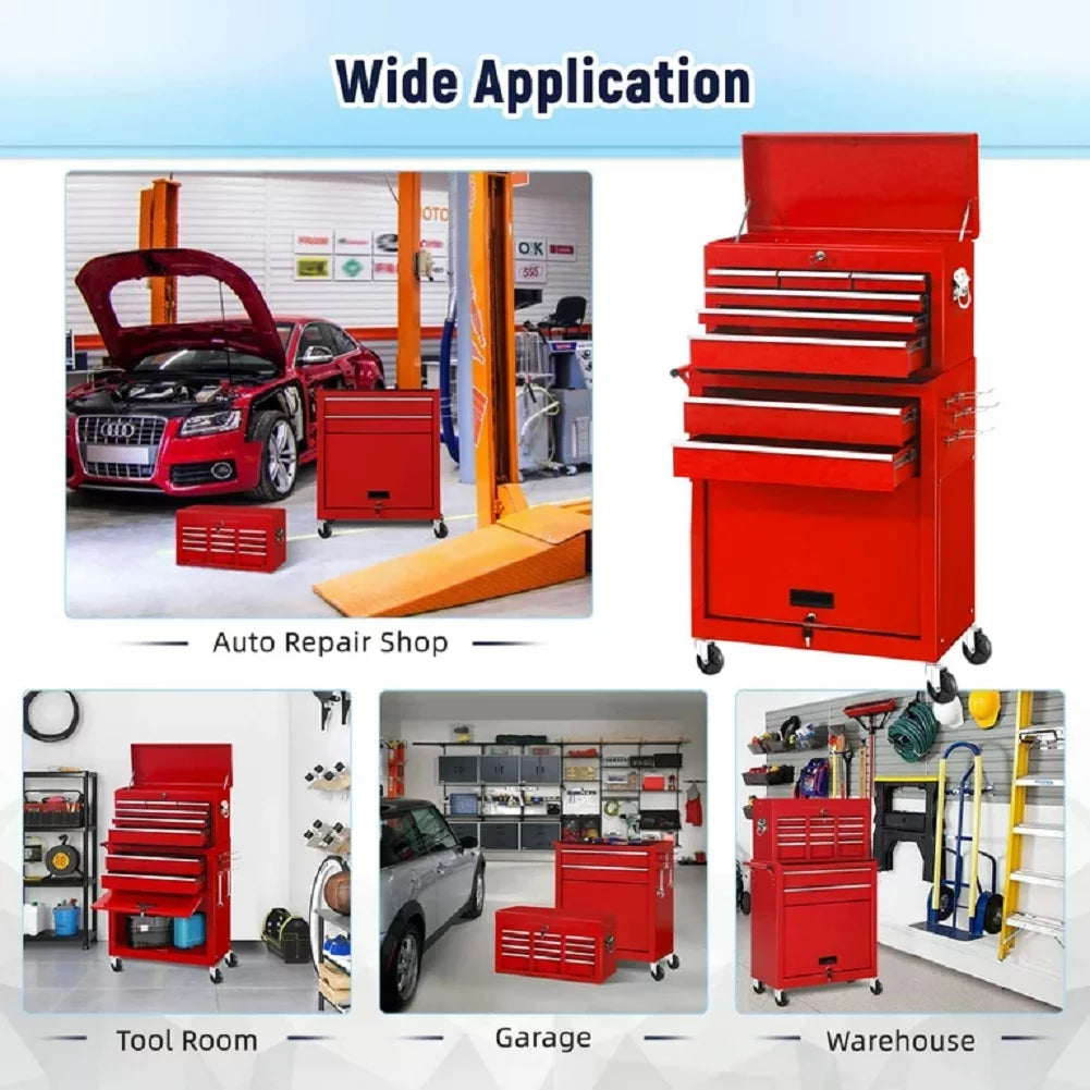 Red 8 Drawer Rolling Tool Chest and Cabinet K66441