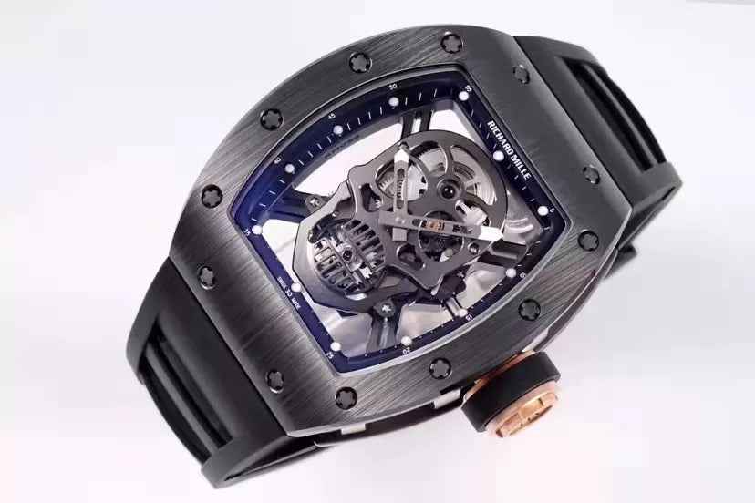 Skull Black Dial Black Bezel Black Rubber Strap Tourbillon R358