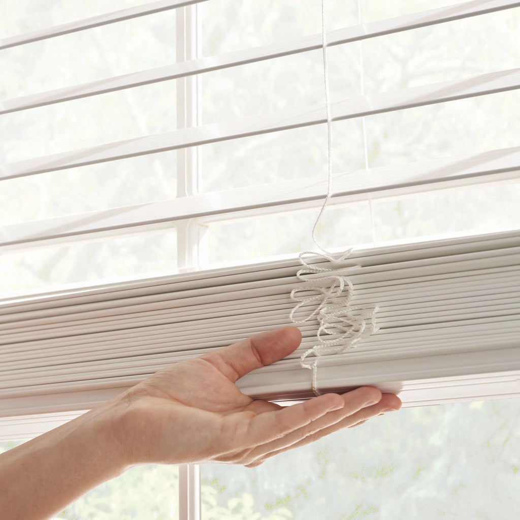 White 2-inch Cordless Faux Wood Horizontal Window Blinds E2380
