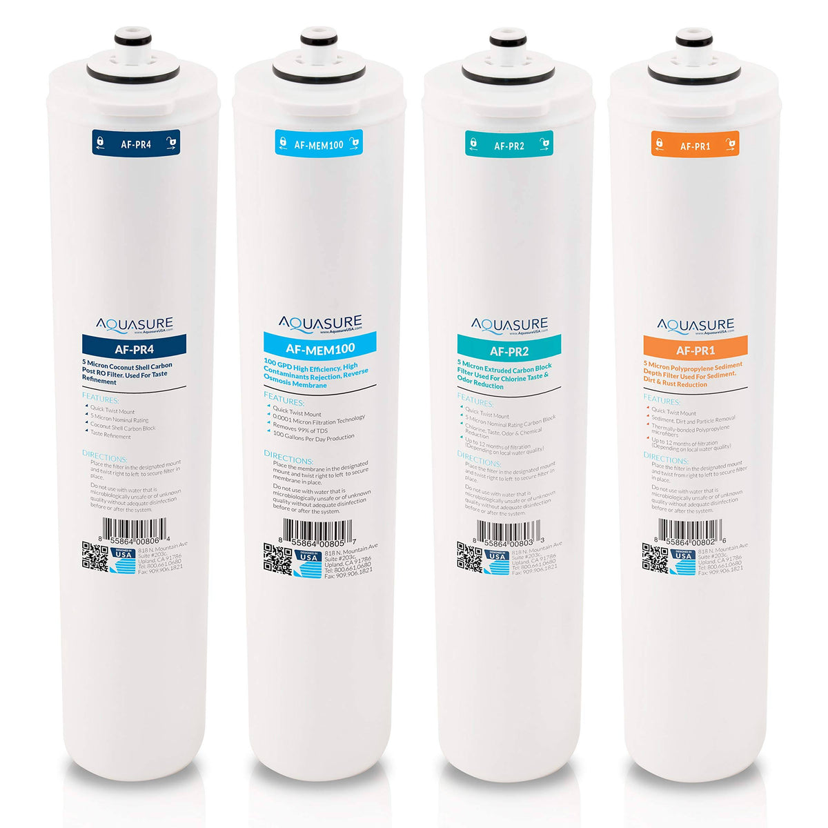 4 Stage Reverse Osmosis Water Filter Bundle with 100 GPD Membrane F3930