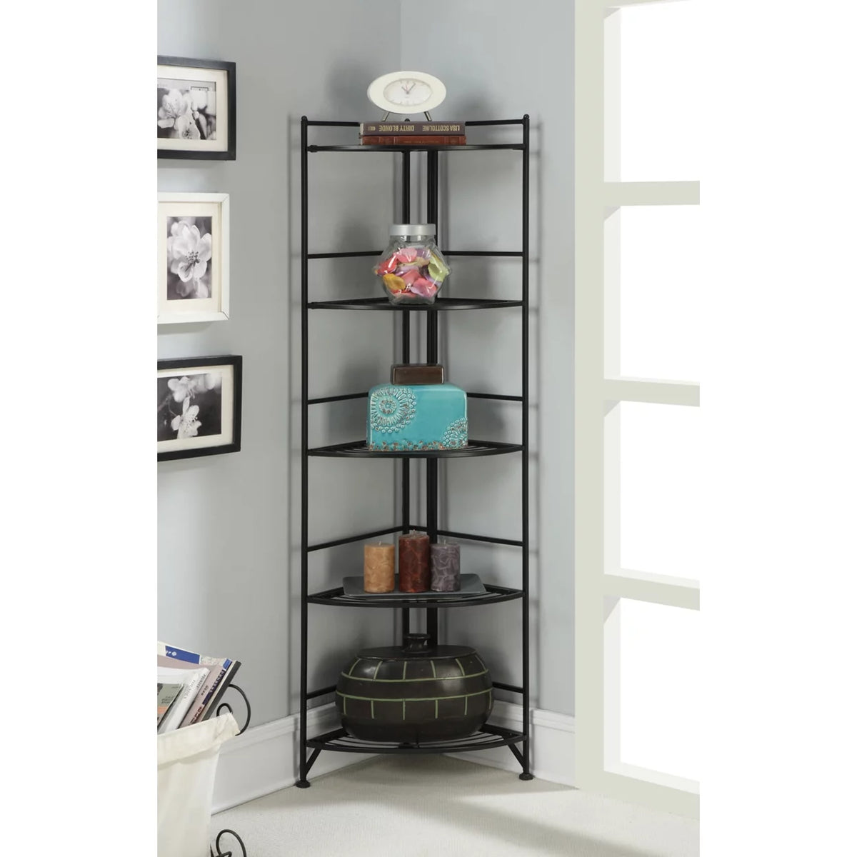 5 Tier Folding Metal Corner Shelf T7784