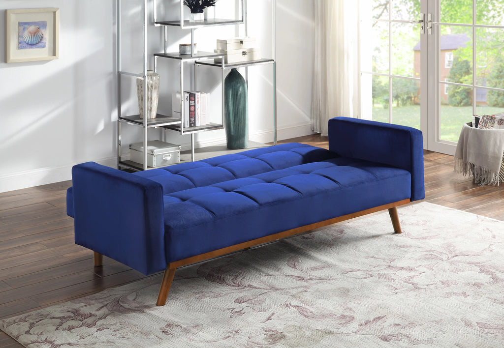 Blue Velvet Adjustable Sofa Y658263