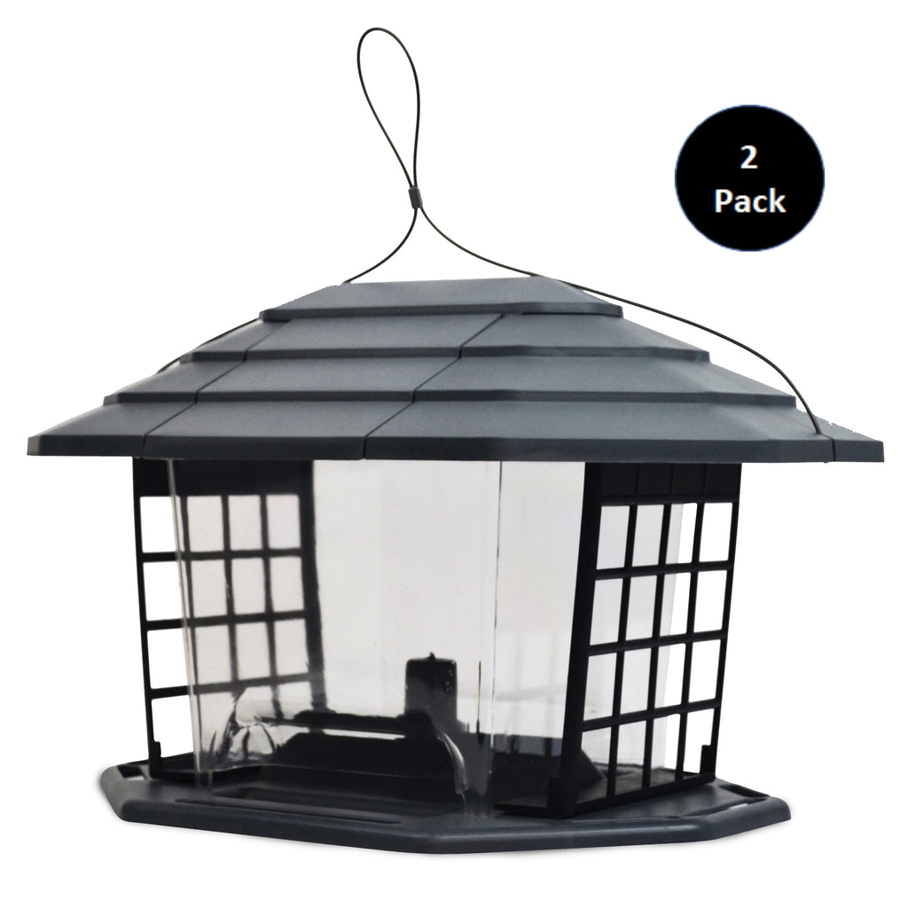 Gray Recycled Resin Wild Bird Hopper Feeder 5 lb. Capacity, 2 Pack O584