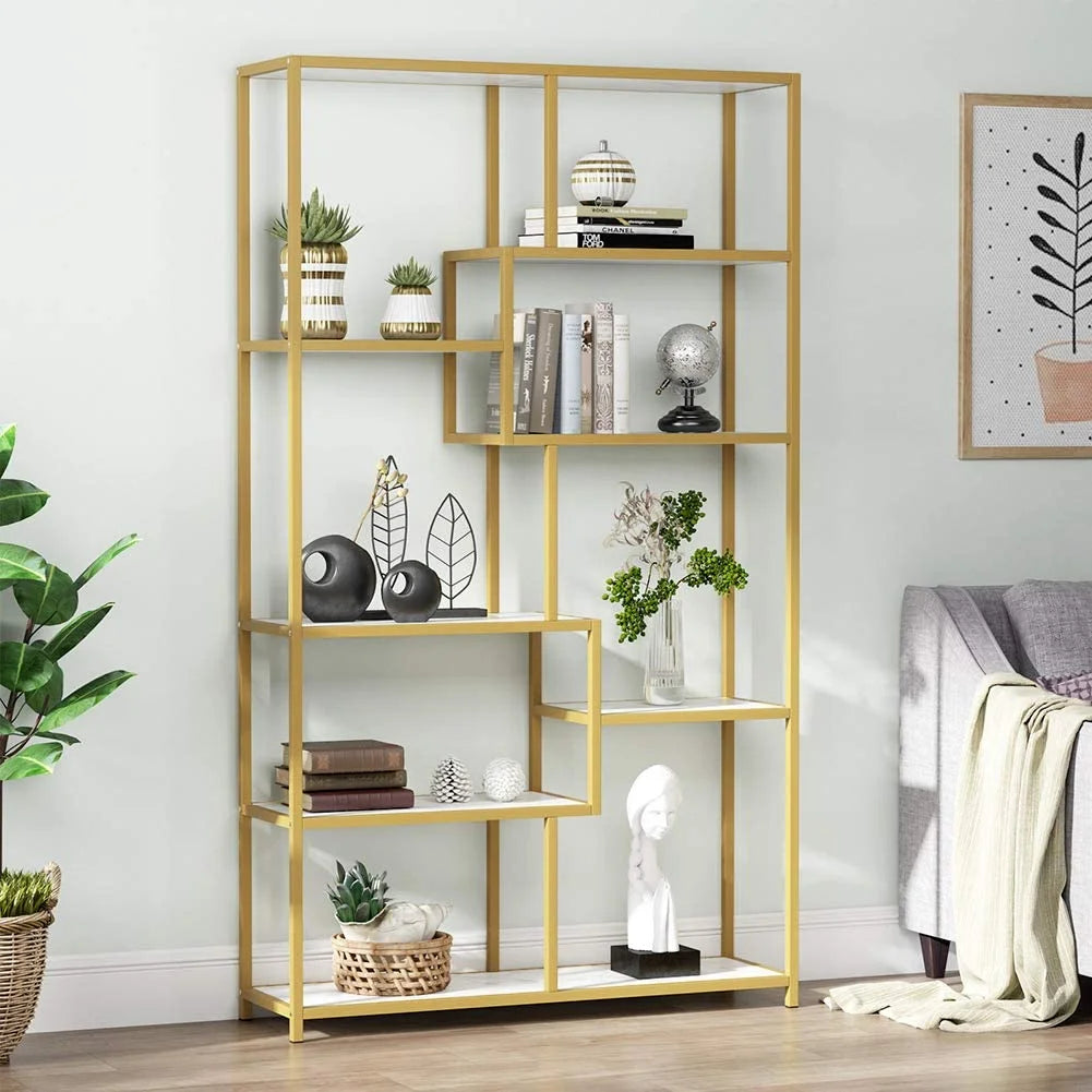 Gold 8 Shelves Etagere Bookcase J633303