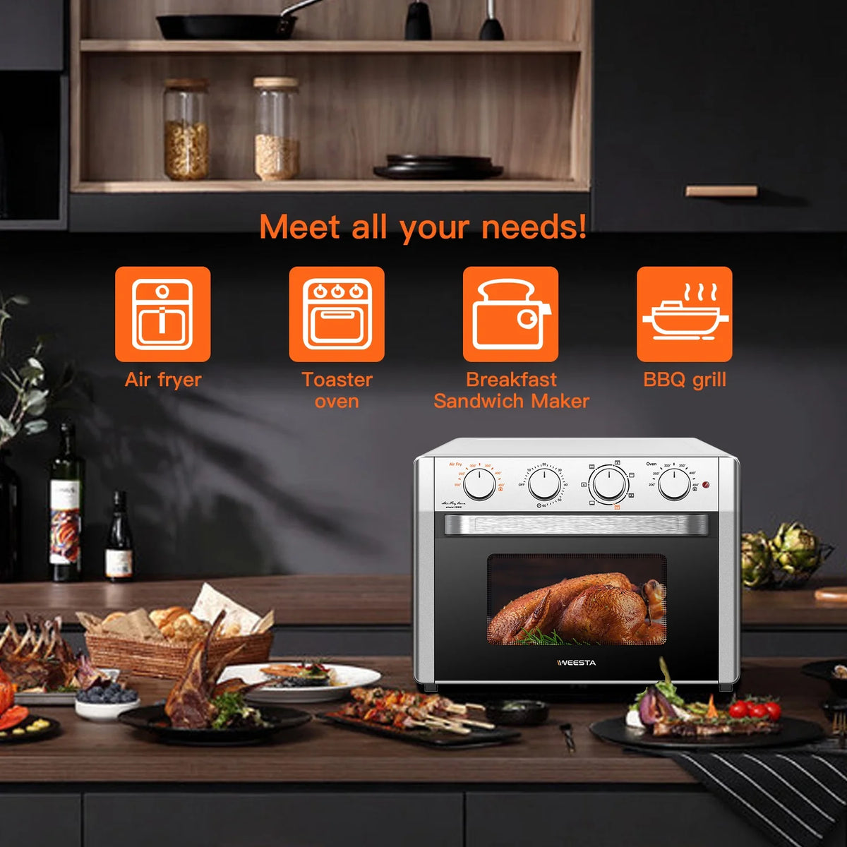 7-In-1 Air Fryer Toaster Convection Oven Combo 24 Quart D1972
