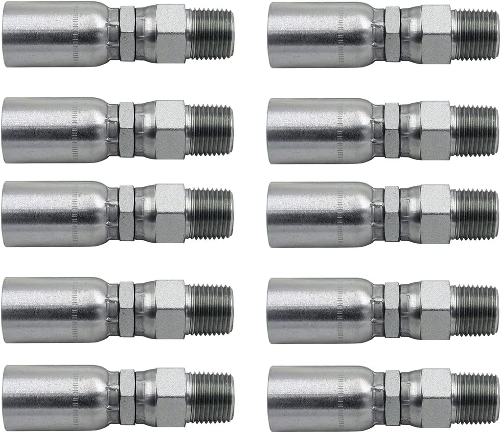3/8" Hose x 3/8" NPTF Male Pipe Swivel Hydraulic Hose Crimp Fitting Ends X442