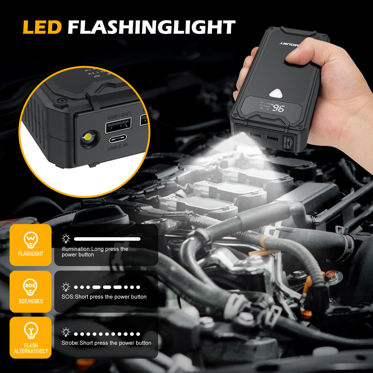1500A Peak Portable Car Jump Starter with LED Display Y43168