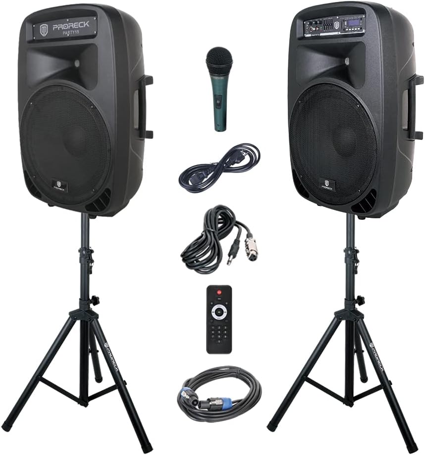 15-Inch 2000 Watt 2-Way Powered PA Speaker System with Bluetooth O399229