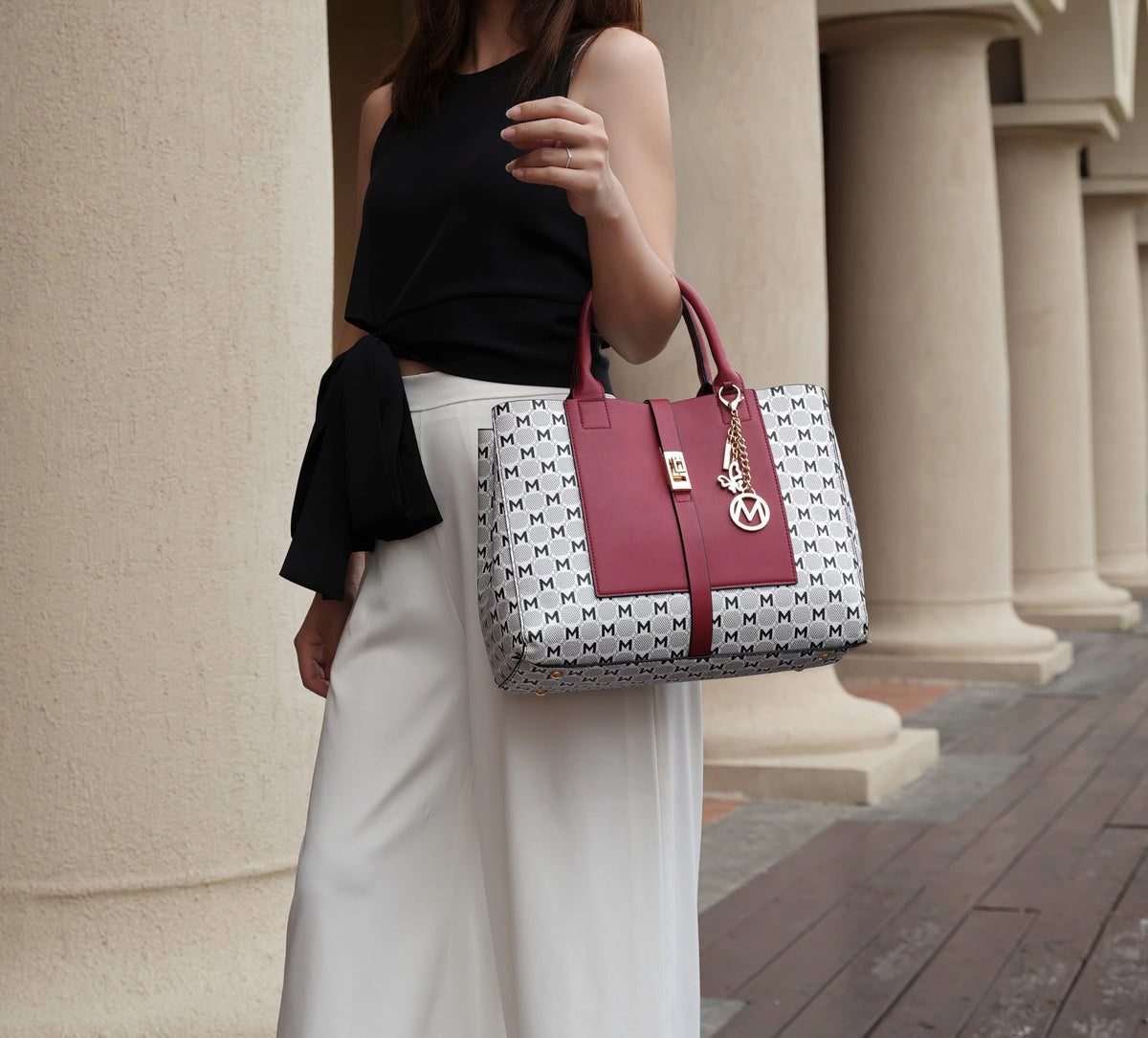 Satchel Handbag with Wallet 2 Pieces T8821
